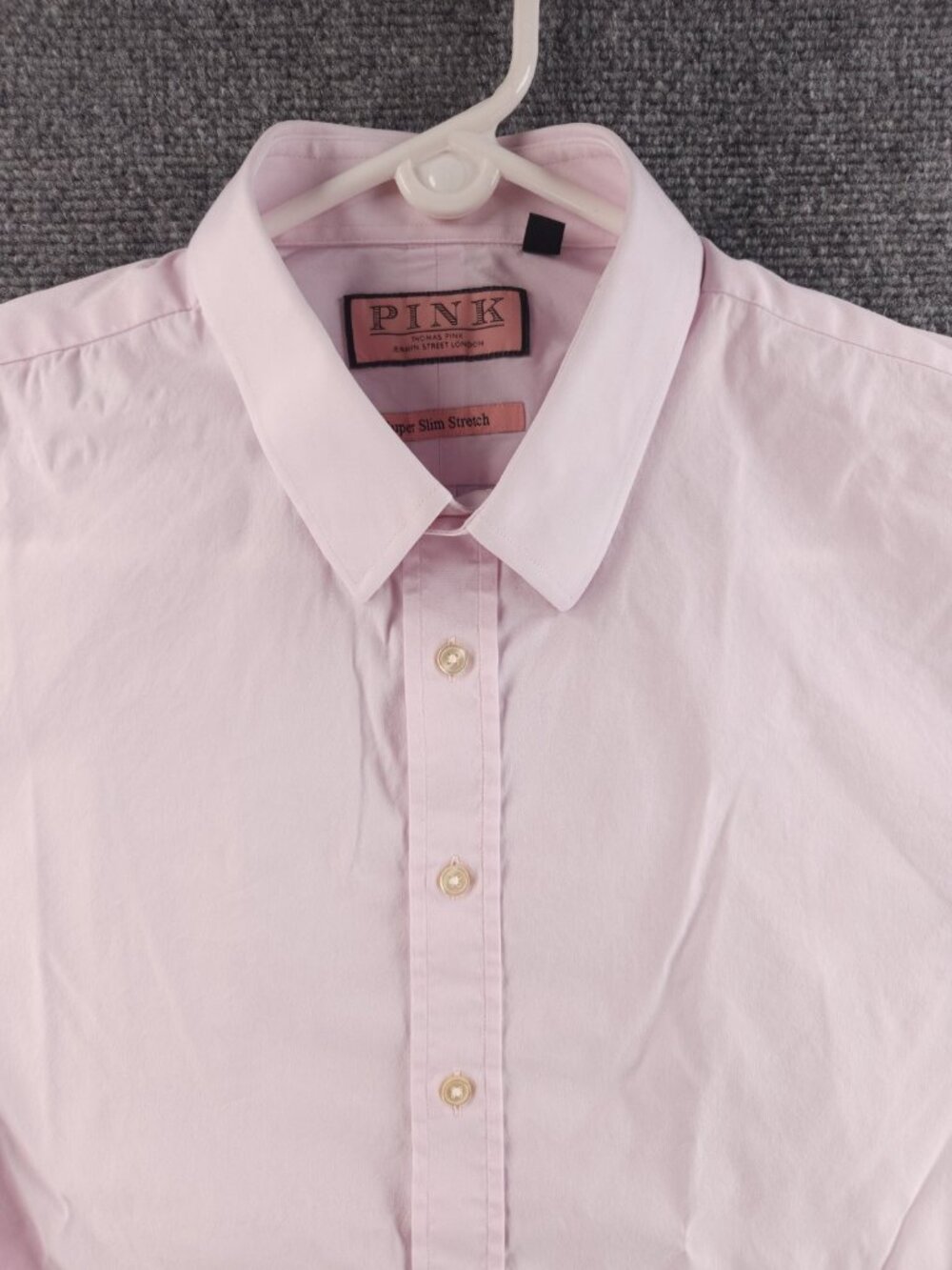 Thomas Pink 17 Super Slim Stretch Pink Elegant Shirt Long Sleeve Solid Button Up